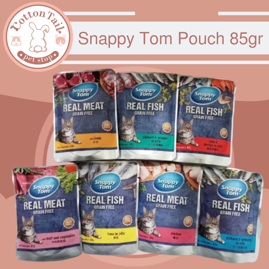 Makanan Kucing SANNPY TOM SASET / Snappy Tom pouch 85 gr Varian Rasa