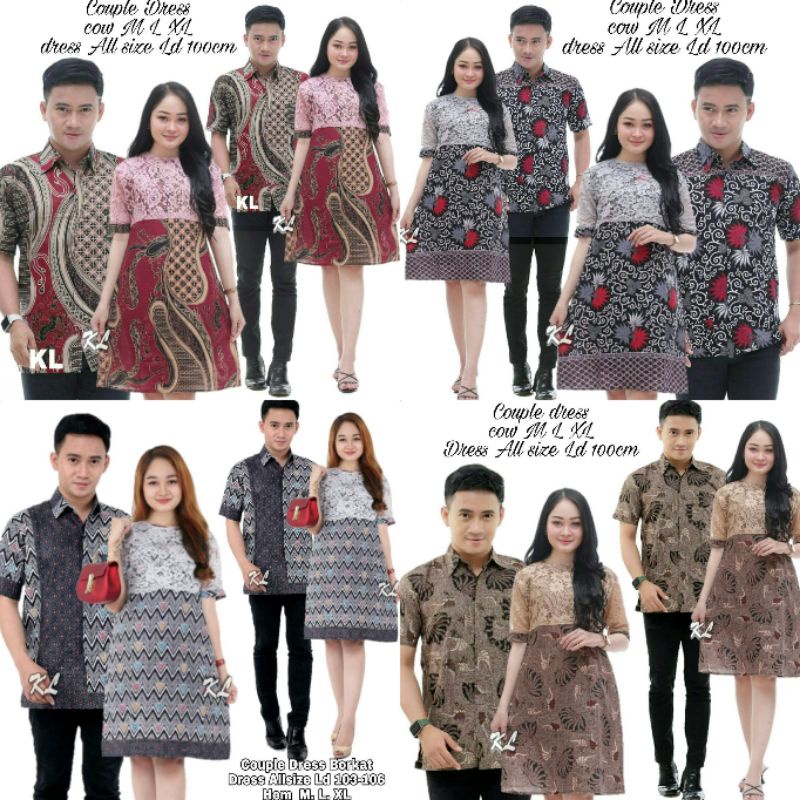 COUPLE BATIK DRESS BROKAT MODERN TUNIK BROKAT TERBARU / COUPLE NATAL BATIK WANITA PASANGAN / COUPLE 