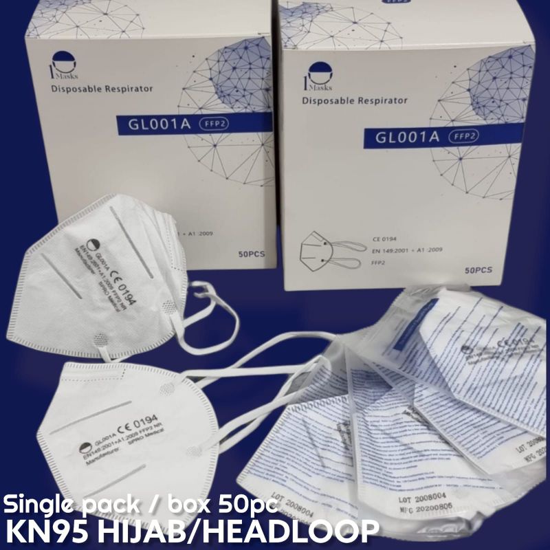 READY STOK ECER PER 10 TANPA BOX SINGLE PACK PER 1 LBR MASKER KN95 KN 95 HIJAB MERK PROTECTIVE FACE MASK ICARE I CARE WHITE. KN95 HEADLOOP PUTIH ISI 10 LBR