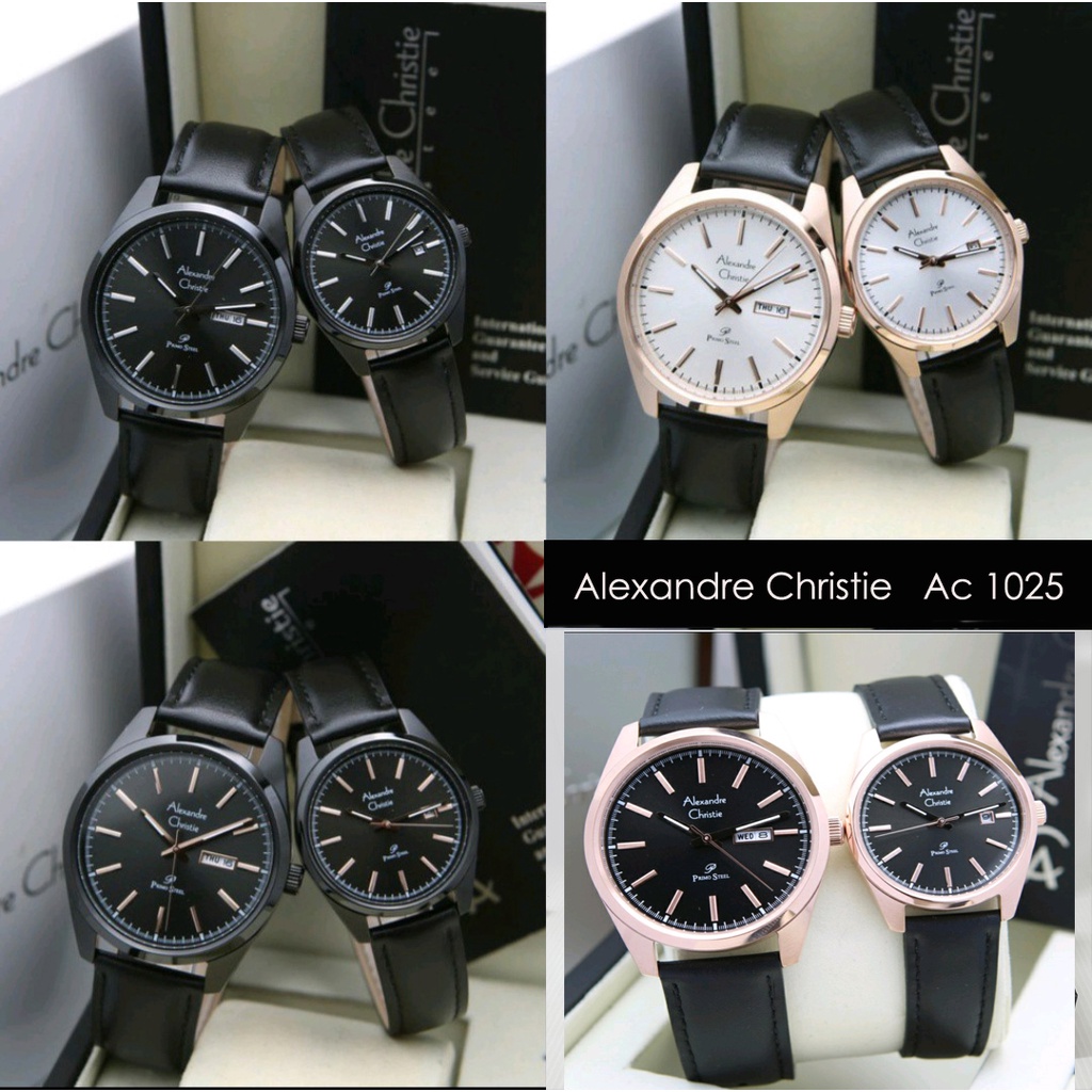 Alexandre Christie Ac 1025 / Ac1025 Kulit Jam Tangan Couple Original