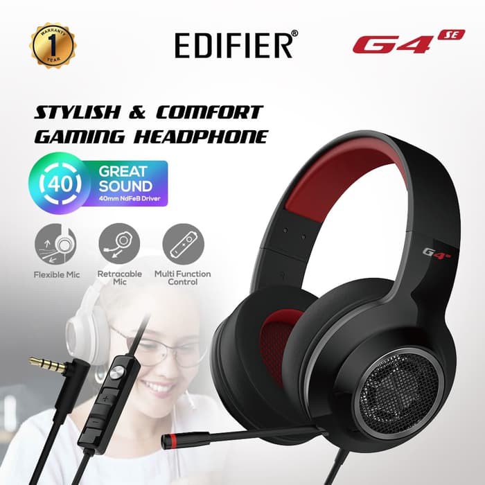 Edifier G4 SE - Headset Gaming Over-Ear dengan Mikrofon Retractable dan Suara Surround 7.1