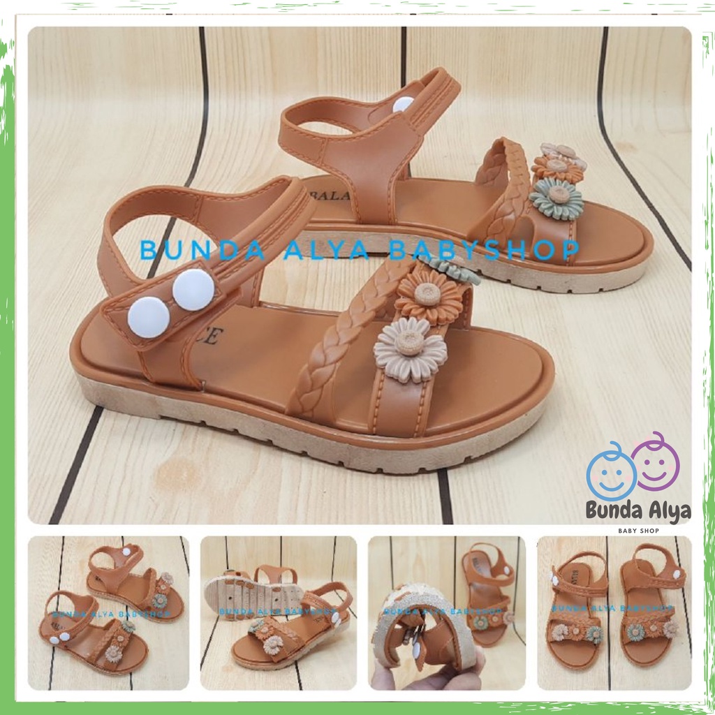 Sendal Anak Perempuan IMPORT Usia 3 4 5 Tahun COKLAT Model Tali Bunga Sepatu Sandal Anak Cewek Motif Bunga Lucu Kekinian Anti Slip Size 24 Sampai 35