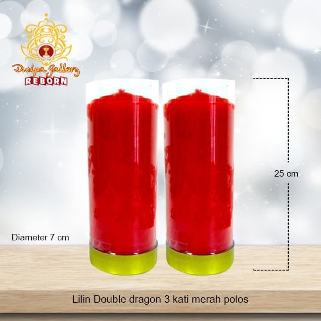 Lilin/Candle Puja Sembahyang Double Dragon 3 Kati Merah Polos