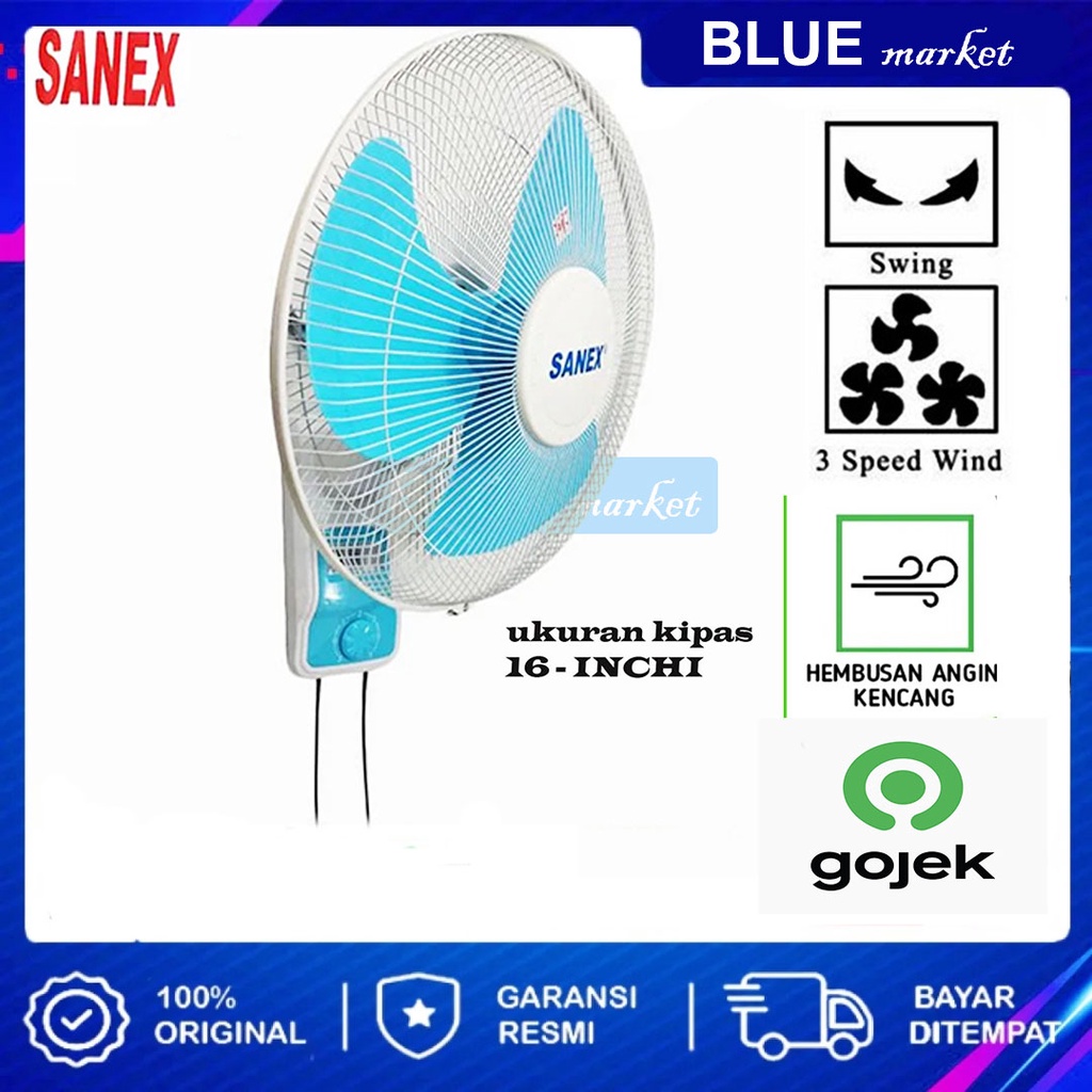 Sanex Wall Fan 16 Inch Kipas Angin Dinding Tembok 40 cm PROMO