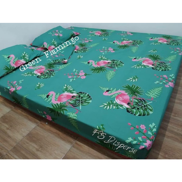 TERMURAH Sprei Homemade 160x200x20 Flamingo - Green Flamingo