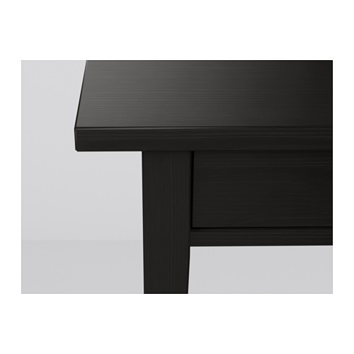 HEMNES Meja samping tempat tidur hitam cokelat / putih 46x35 cm