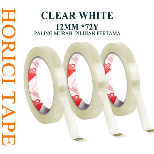 HORICI TAPE 12mm*72yard dan 24mm*72yard Lakban / Solatip super clear Isolasi atk super clear transparan