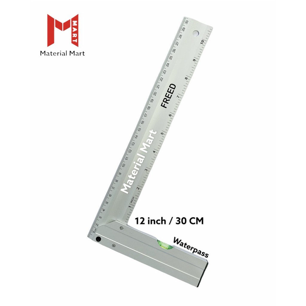 Penggaris Ukur Sudut | Siku Tukang 30CM Alat Ukur Meteran Pasekon 12&quot; | Siku Tukang 12 Inch Material Mart