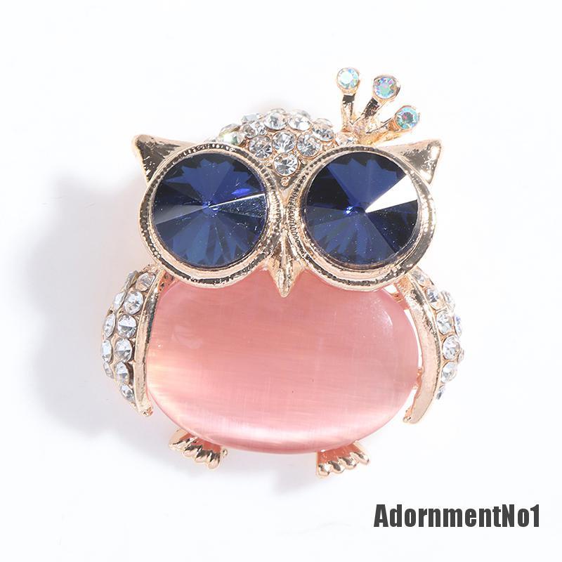 (Adornmentno1) 1pc Bros Pin Bentuk Burung Hantu Mata Biru Untuk Aksesoris Pakaian Wanita