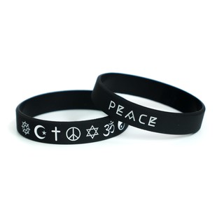 PEACE - HITAM | All Size | Silicone Wristband | Gelang Karet