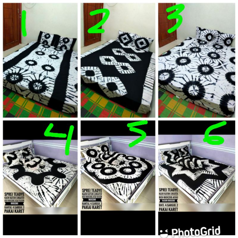 sprei batik jumputan hitam putih#sprei batik Pekalongan