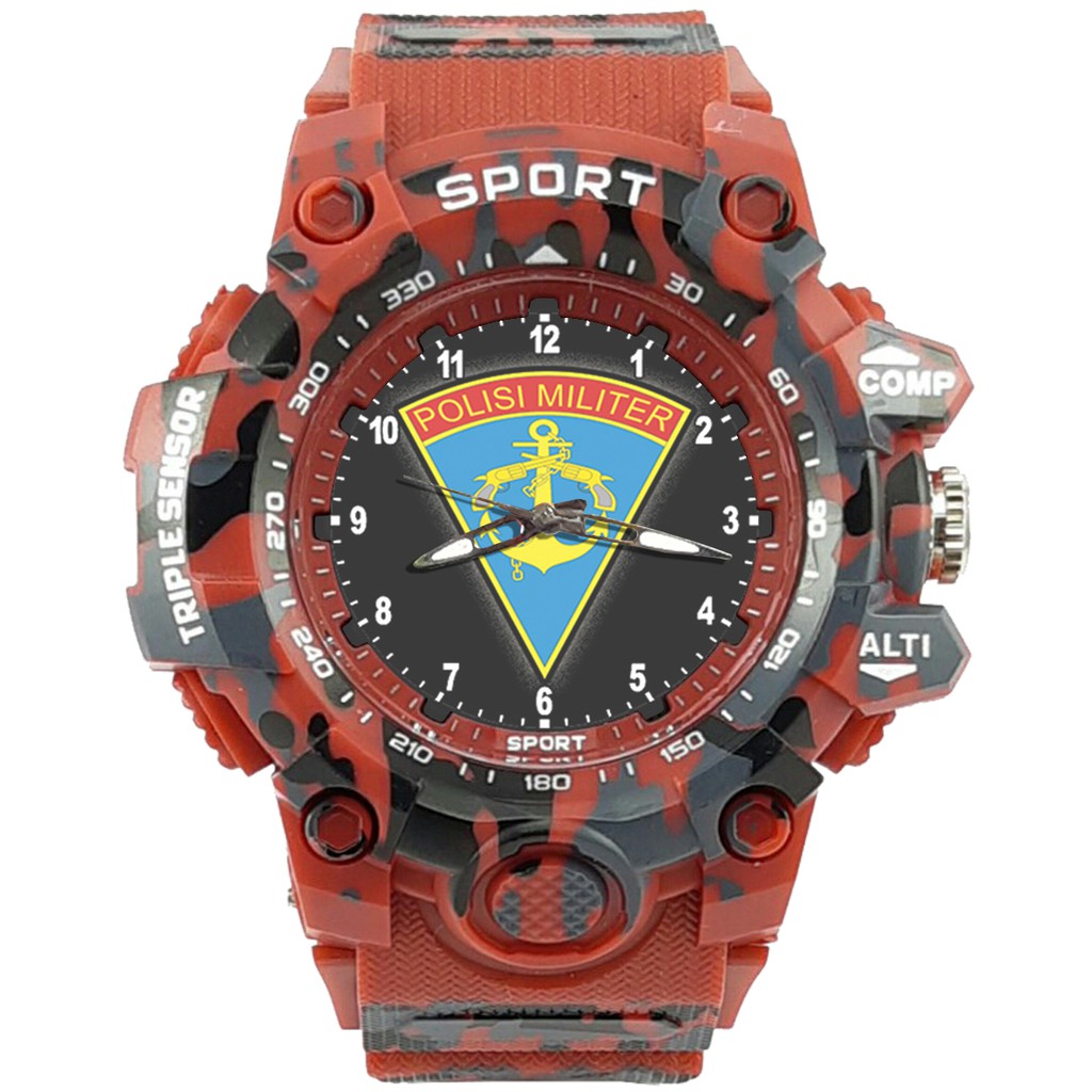 {Istimewa} Jam Tangan PM - POLISI MILITER 7 Merah Army Water Resistant