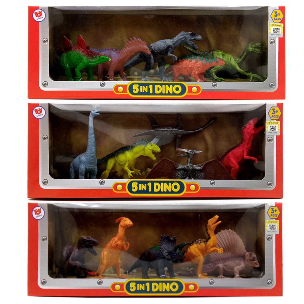 Set 5 in 1 Dinosaurus Karet Mainan Pajangan Miniatur Dino