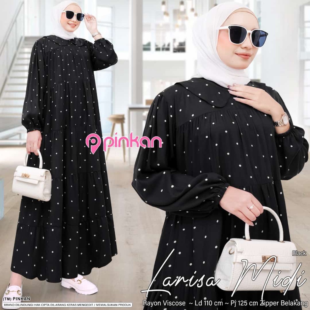 LARISA MIDI BY PINKAN LD.110CM PB. 125CM MATT. RAYON VISCOSE ZIPPER BELAKANG (TRZ)