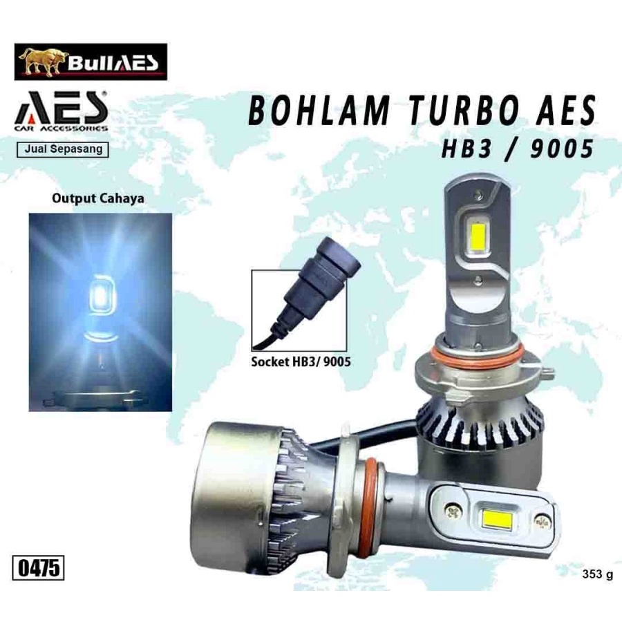 Lampu Led Headlamp TURBO 9005 HB3 Turbo Led MERK AES