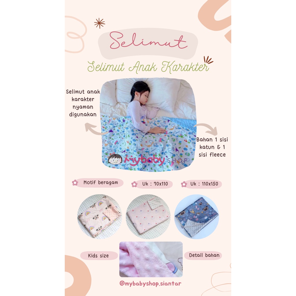 SELIMUT ANAK KARAKTER / SELIMUT LEMBUT / SELIMUT ANAK / SELIMUT TIDUR ANAK