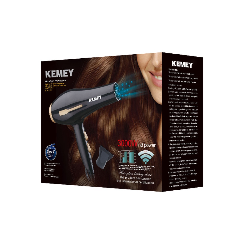 Kemey KM-2376 Hairdryer 2 In 1 Pengering Rambut