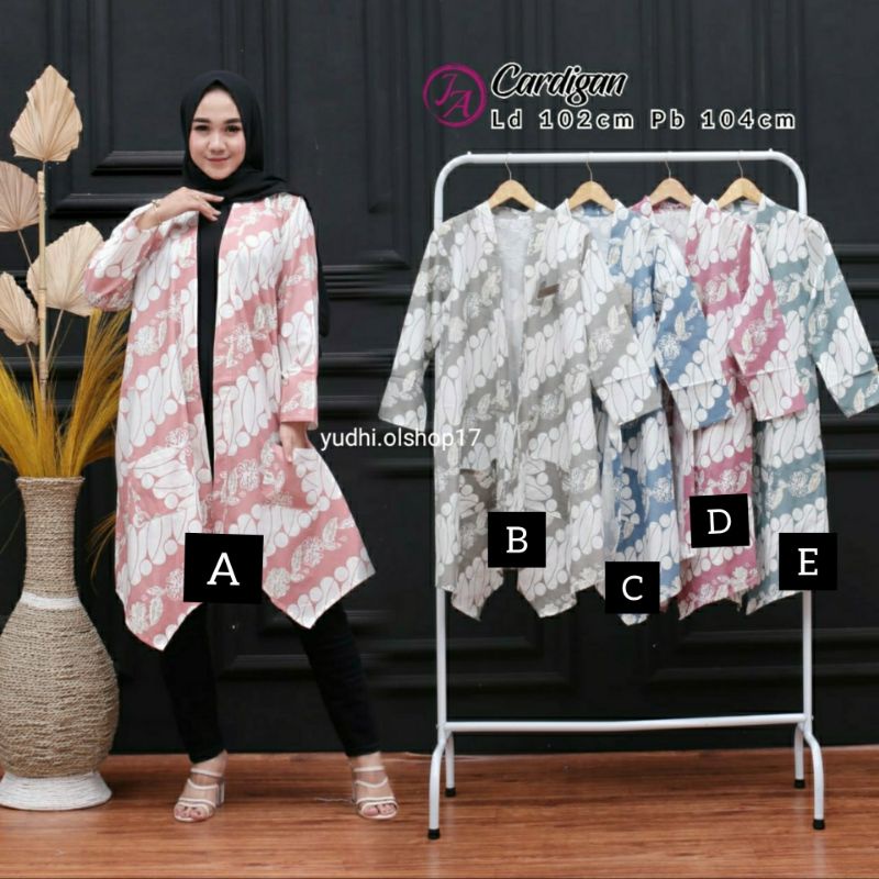 Cardigan lengan panjang batik katun halus