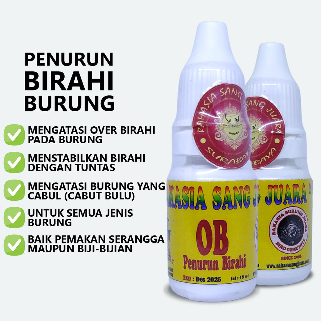 PENURUN BIRAHI BURUNG | OBAT PENURUN BIRAHI LOVEBIRD MURAI BATU KENARI KACER PLECI