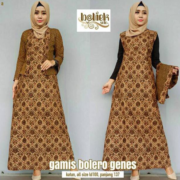 Ready...Ready...Ready...] Gamis Bolero Genes/Gamis Batik Kerja/Long Dress Batik Kantoran/Terusan