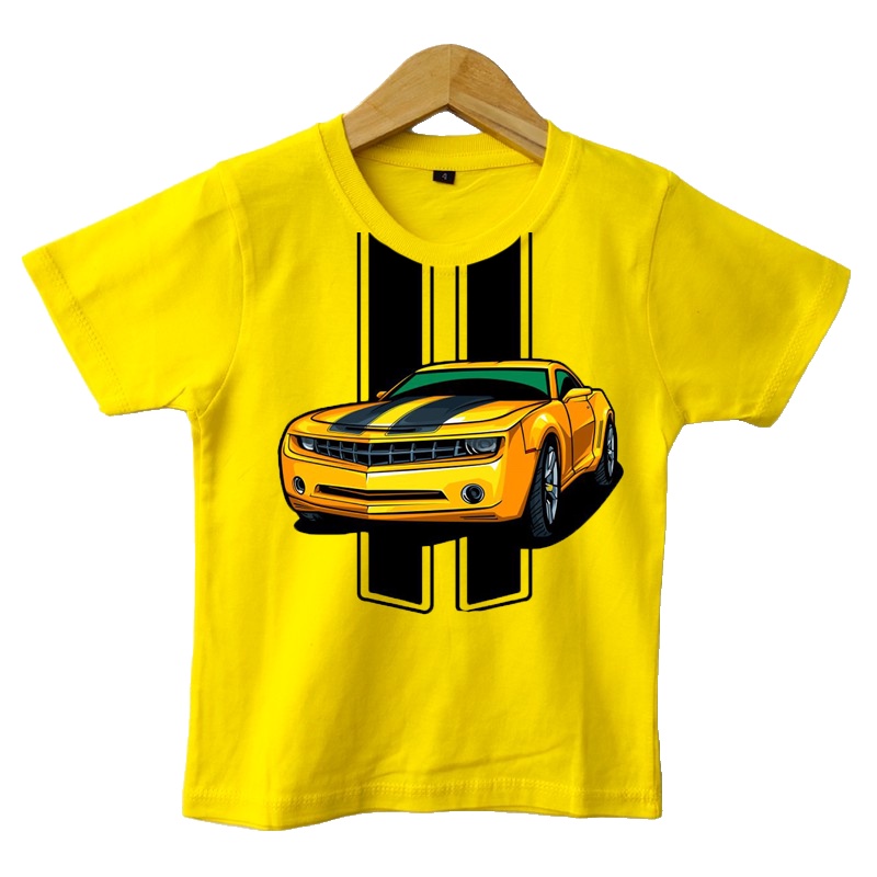 Baju Kaos anak MOBIL CAMARO BUMBLEBEE kuning