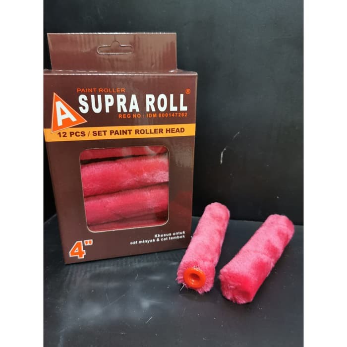 Bulu Roll Kapal Merah 4 inch SUPRA Refill Kuas Cat