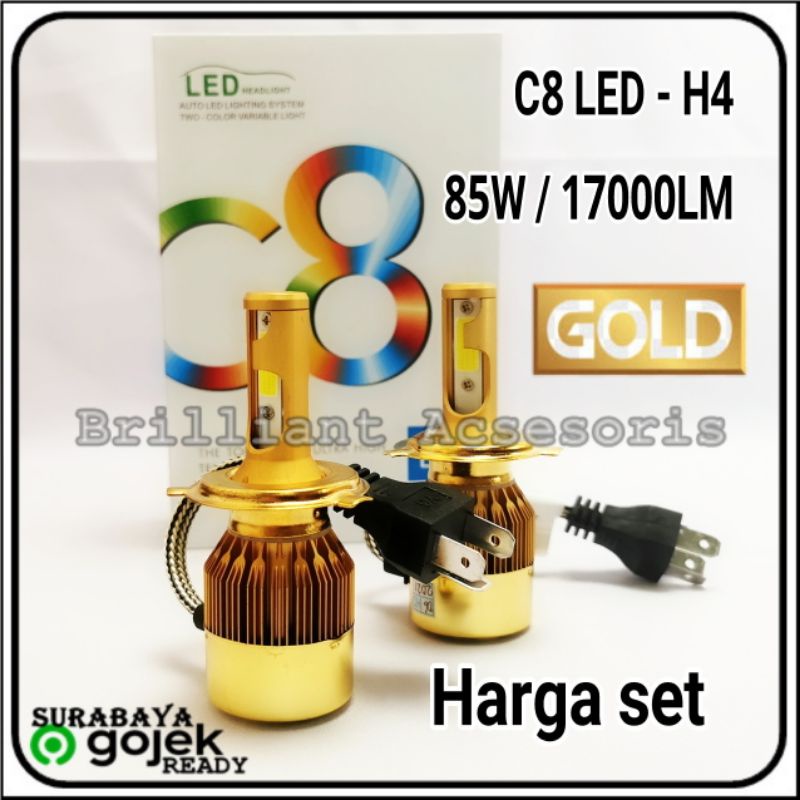 Lampu Mobil LED PLASMA C8 Gold 85Watt 12v - H4 / H11 / HB3 9005 / HB4 9006 / H3 / H7