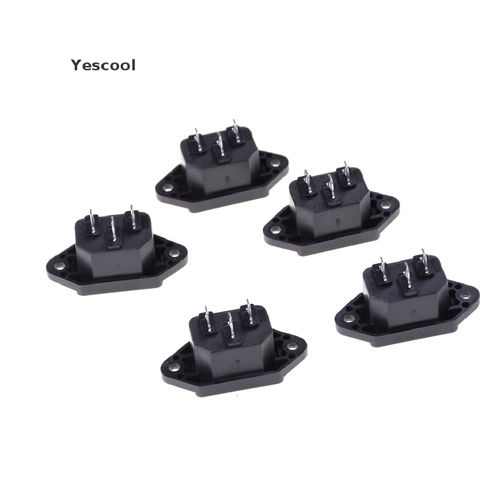 Yescool 5Pcs Konektor Power Inlet Iec320 C14 Male Plug AC 250V 10A