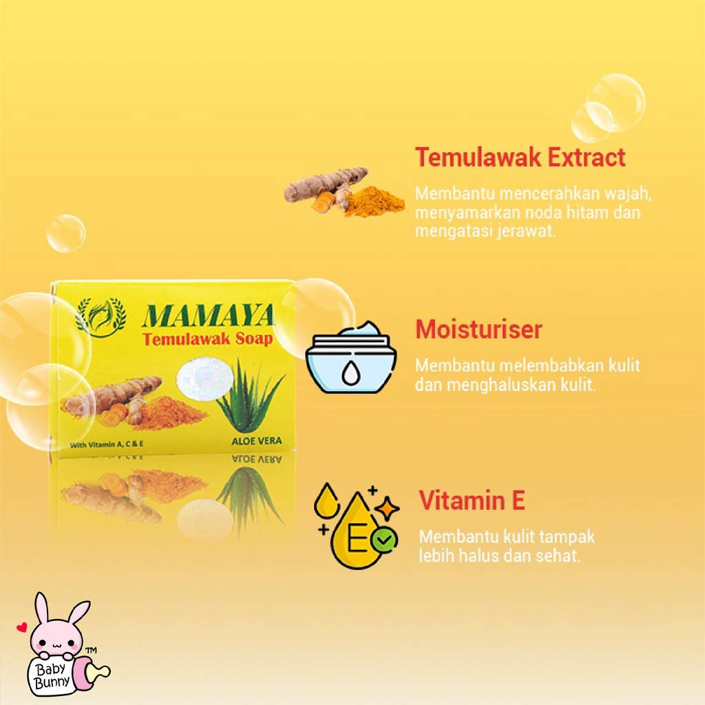 ❤ BELIA ❤ MAMAYA Sabun Papaya (✔️BPOM) Sabun Pepaya 70g | Temulawak 85g | Cucumber 85g | Rice 60g