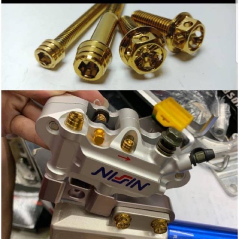 Baut set Probolt Kerucut kaliper monoblok plus Baut Breket Honda beat Scopy vario Botom Rt dll