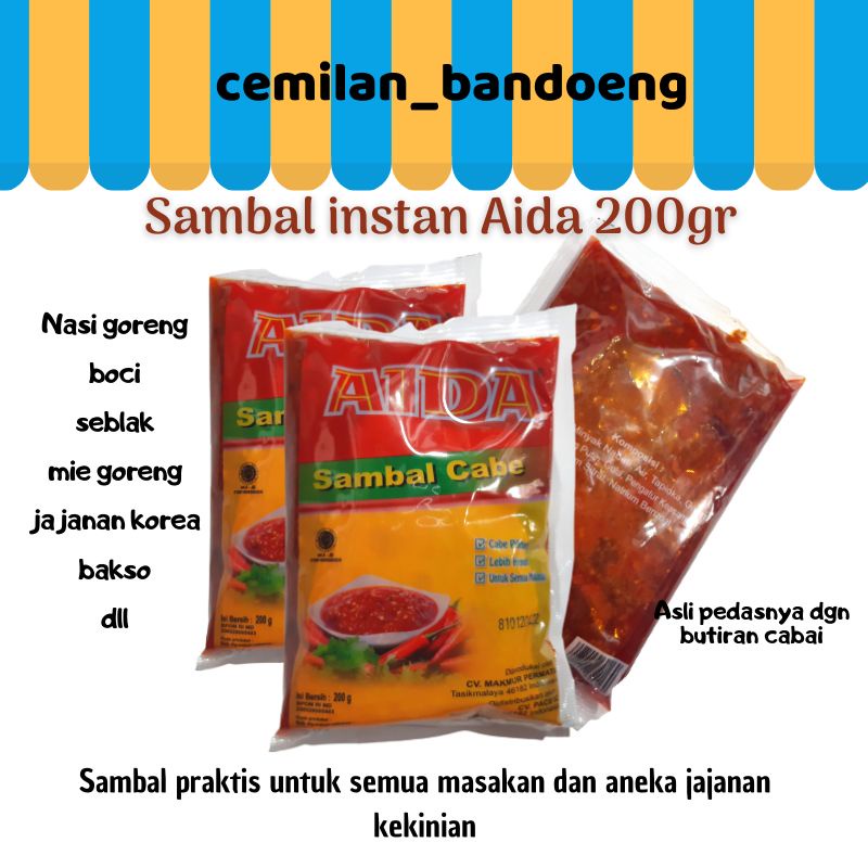 CHILI OIL / SAMBAL CABE INSTAN MERK AIDA KEMASAN 200GR