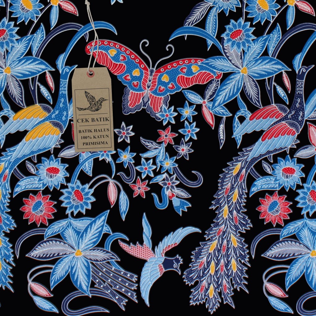 Cek Batik Kain Batik Motif Burung Merak Dan Kupu Kupu Unik Hitam