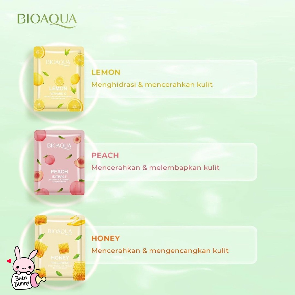 ❤ BELIA ❤ BIOAQUA Cosmetics Sheet Mask Plant Fruit Facial Mask Brightening Moisturizing Skin Care | Hydrating Essence Face Mask Brightening | BPOM