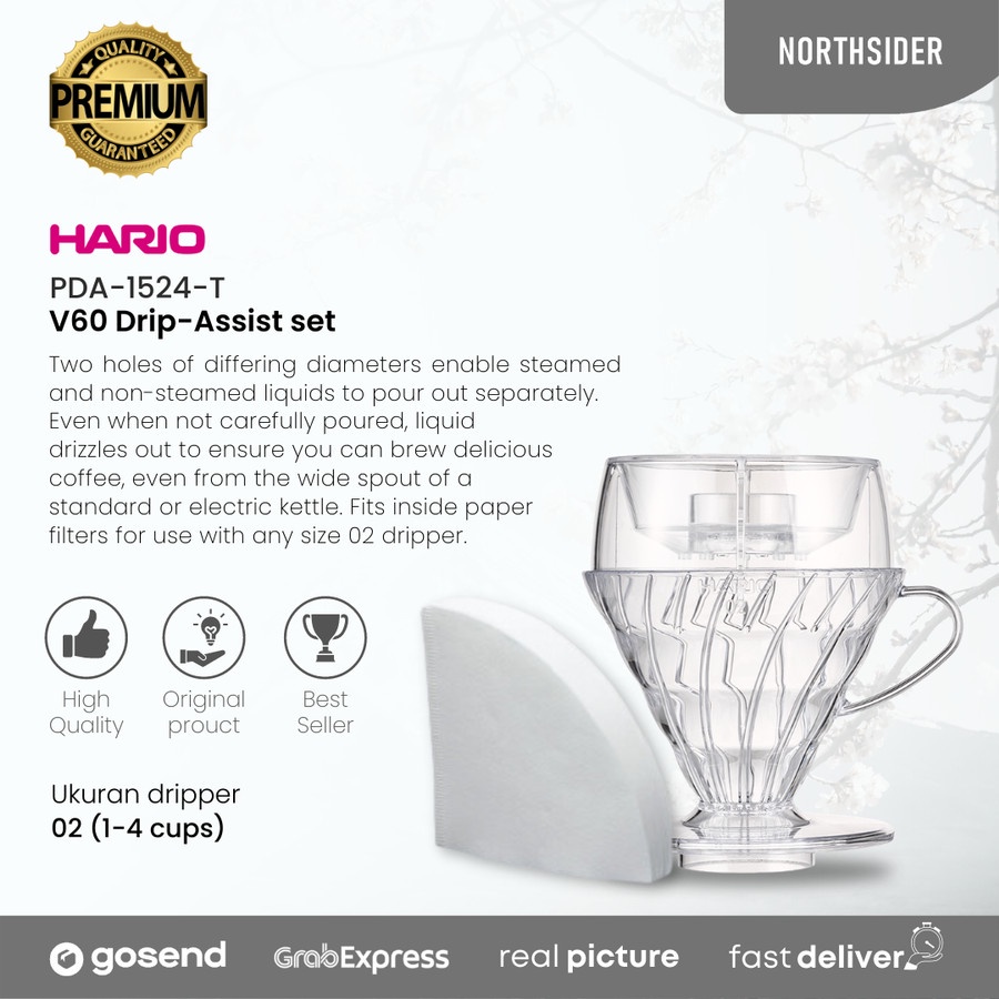 HARIO V60 DRIP-ASSIST SET PDA-1524-T PLASTIC TRANSPARENT