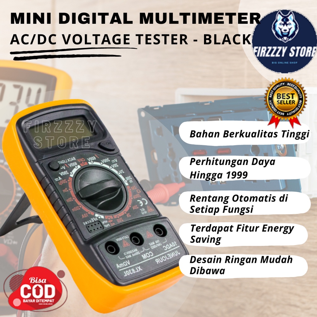 Mini Digital Multimeter ACDC Voltage Tester - Black