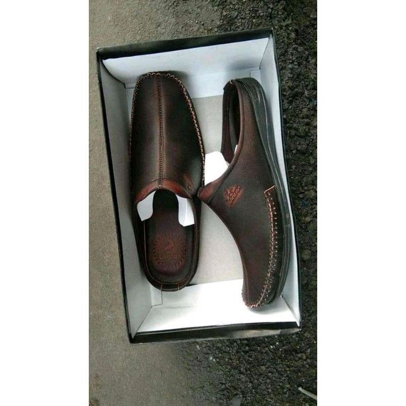 Sepatu sandal pria kulit asli bustong laki laki tutong senal kulit selop kulit slip on