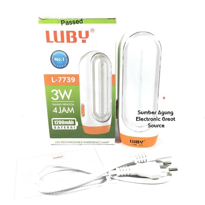 Emergency Luby L7739 3W Tahan 4Jam 1200mAh Charge Berkualitas Awet