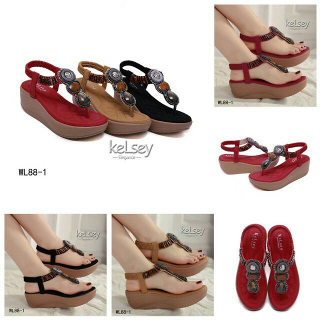 SANDAL KELSEY KALIA ORNAMENT WEDGES SANDALS WL88-1#kelsey