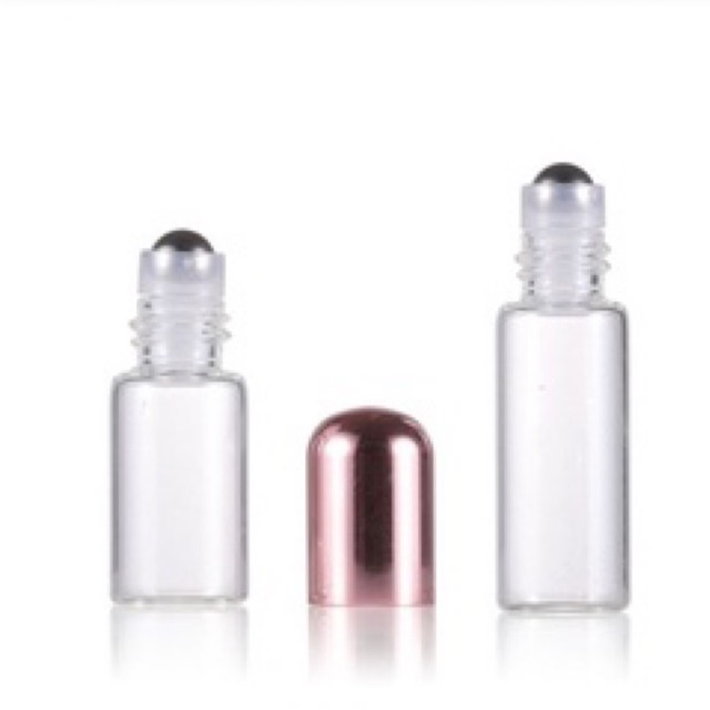 5ml Botol Clear Tutup Rose Gold Pink Roll On Glass Perfume Essential Oil Vials Stainless Roller Ball Travel Clear Bottle