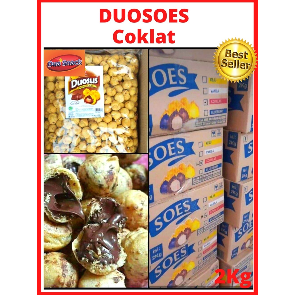 

Snack Kiloan Cemilan Makanan Ringan Soes Coklat DUO SOES 2 Kg Enak Renyah Manis