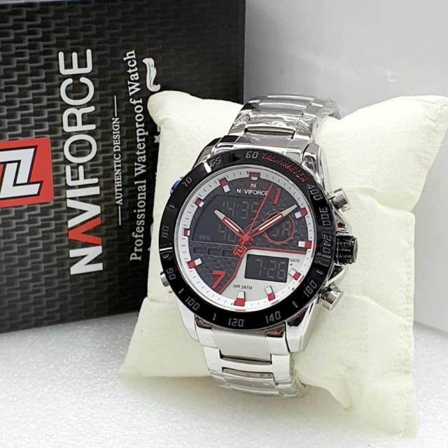 JAM TANGAN RANTAI PRIA NAVIFORCE DUALTIME 4,5CM