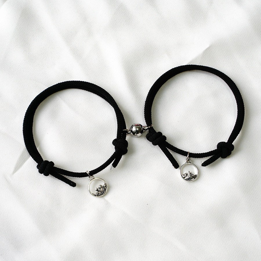 OVERFLOWS.ID 2 Pcs Gelang Couple Magnet Bahan Tali Rope Gelang Persahabatan Murah