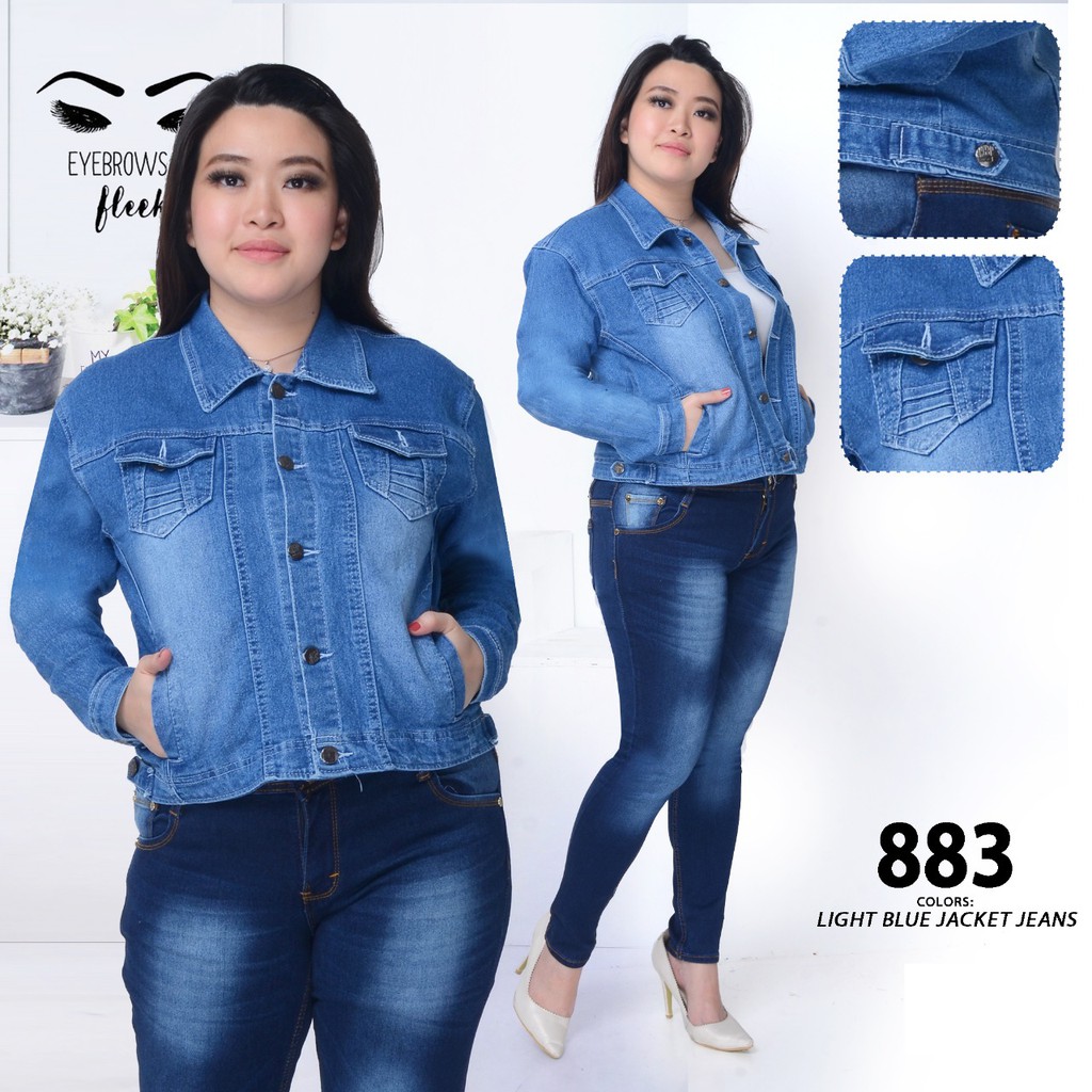 MC girl Jaket Jeans Super Jumbo / Jaket Jeans Big Size / Jaket Jins Jumbo Wanita