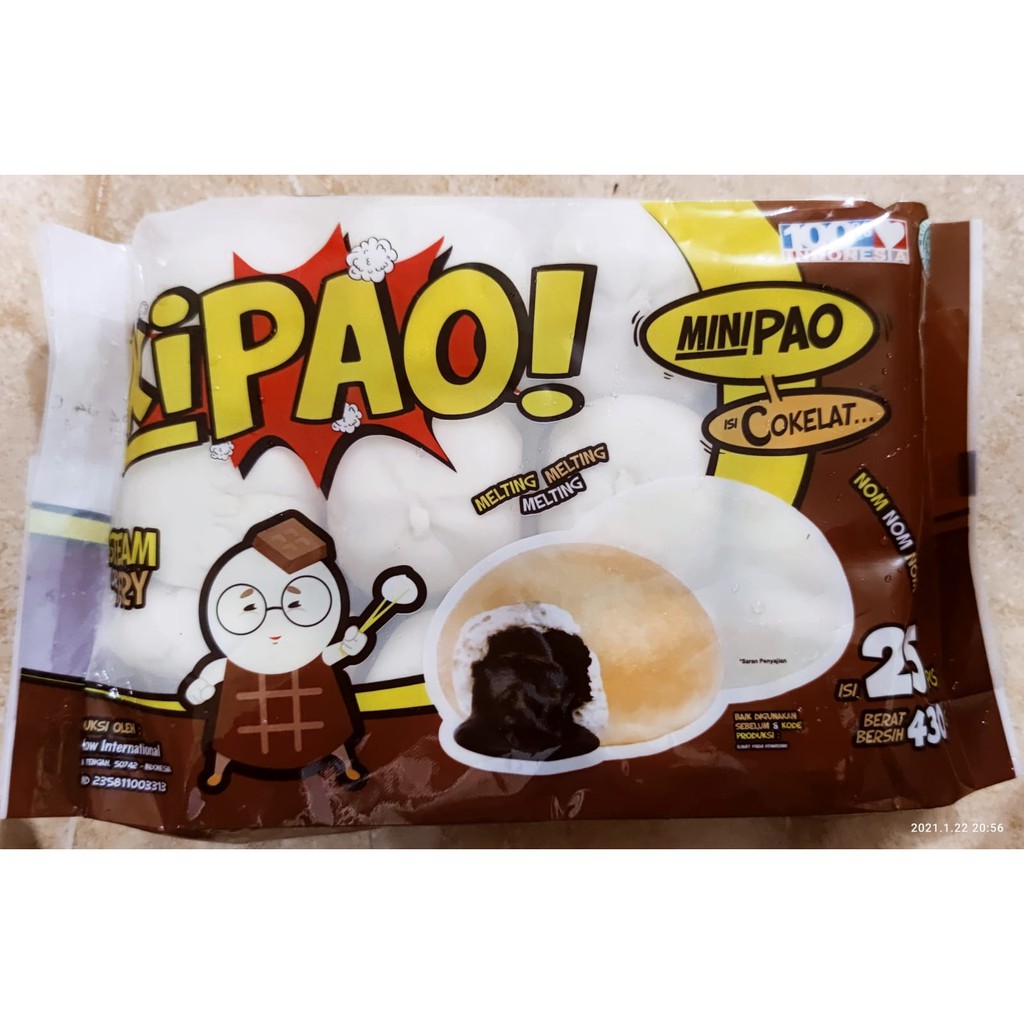 

Kipao - Minipao Isi 25 pcs / 430 Gram Rasa Cokelat