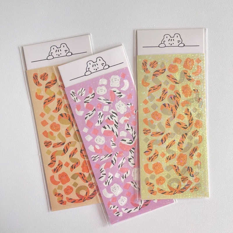 

stiker horangi confetti/ stiker ribbon confetti Tiger horangi/ stiker pita horangi/ stiker Korea lucu/ stiker deco Photocard toploader binder