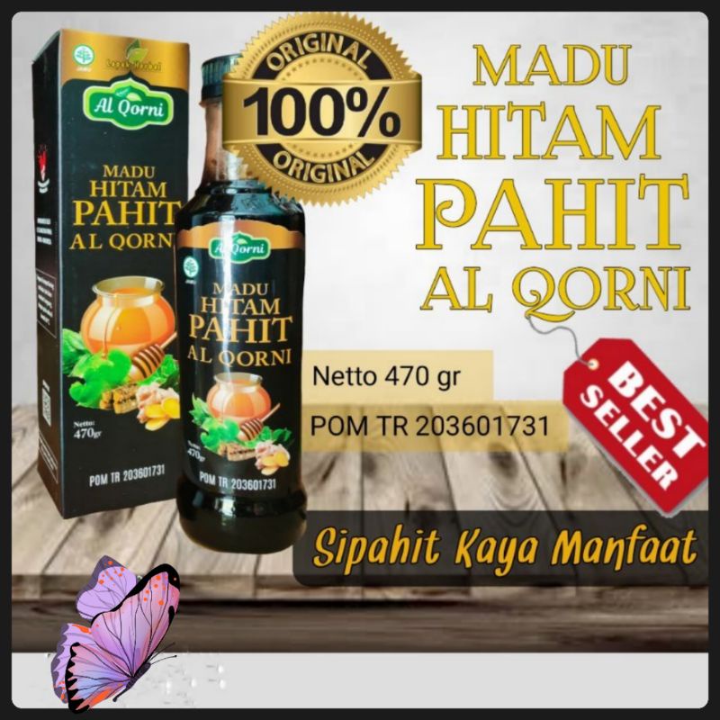 Madu Hitam Pahit Al Qorni 470 gr plus Propolis Daun Kelor Insulin dan Sambiloto