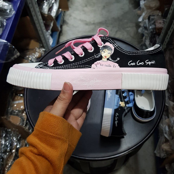 BISA COD ✓ Sepatu Sneakers wanita casual wear ala back to school model korea bahan Canvas Impor-Pink 0309