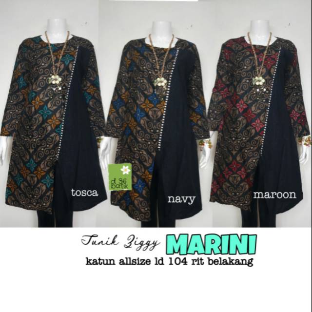 Tunik Ziggy Marini Atasan batik modern kasual kerja elegan kondangan