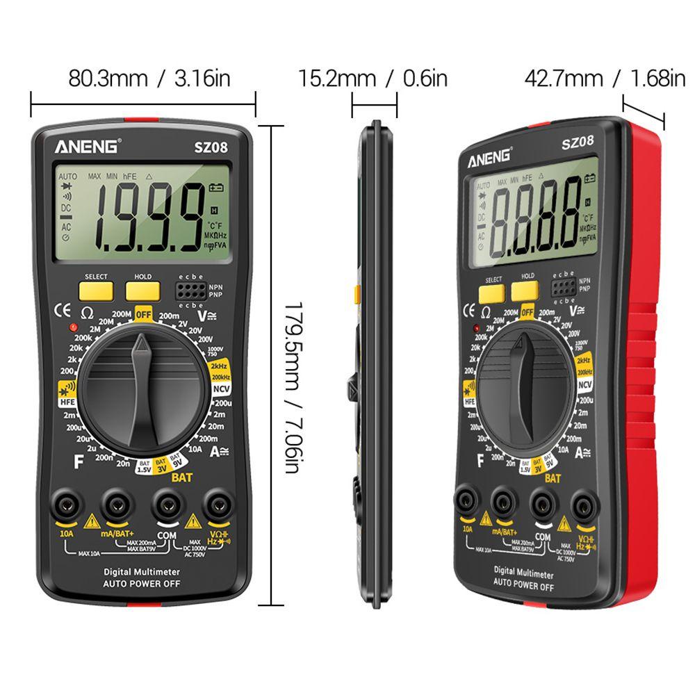 POPULAR Populer Digital Smart Multimeter Multifungsi AC DC 220V Tahanan True RMS Ultra-Tipis Penyimpanan Profesional Multimetro