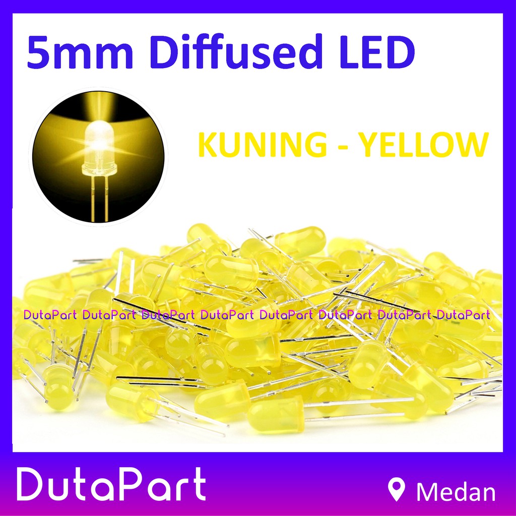 LED 5mm KUNING YELLOW Diffused F5 LED Dioda KUALITAS BAGUS